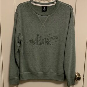 “Seattle Skyline” Cozy Olive Green Sweatshirt
